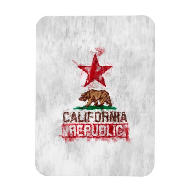 California Republic Flag Bear in Paint Style Decor Magnet (Vertical)
