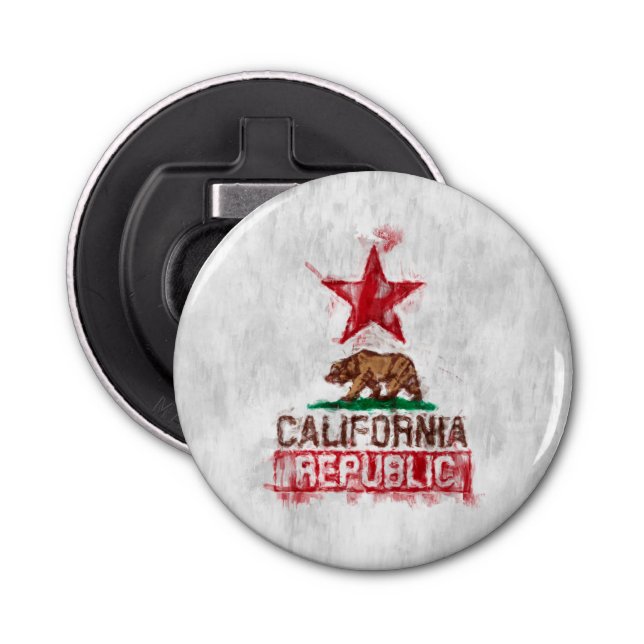 California Republic Flag Bear in Painterly Decor Bottle Opener (Front)