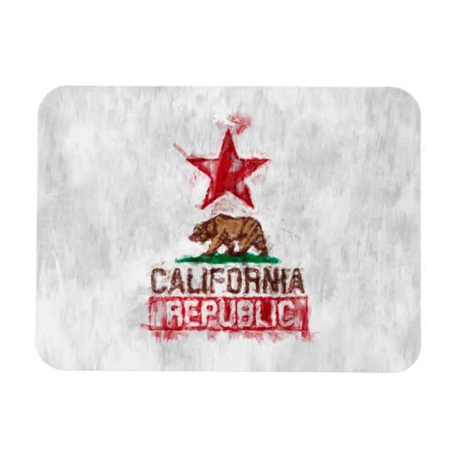 California Republic Flag Bear in Painterly Style Magnet (Horizontal)