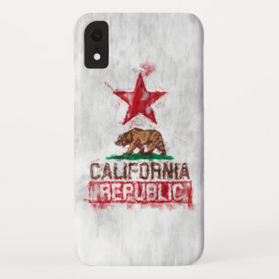 California Republic Flag Bear Painting Style Decor iPhone XR Case