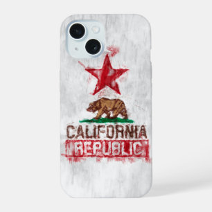 California Republic Flag Bear Painting Style Decor iPhone 15 Case