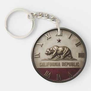 California Republic Flag Bear Red and Gold Key Ring