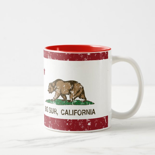 California Republic Flag Big Sur Two-Tone Coffee Mug (Right)