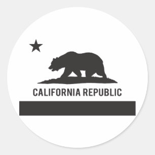 California Republic Flag - Black Classic Round Sticker