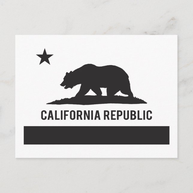 California Republic Flag - Black Postcard (Front)