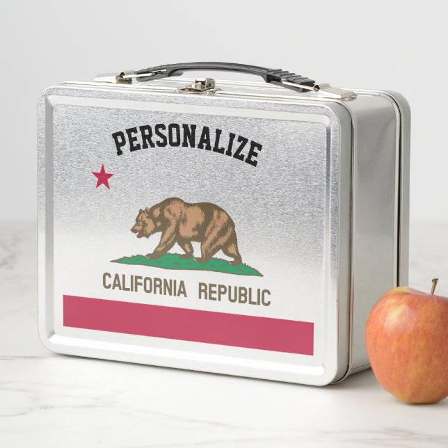 California Republic flag custom metal lunchbox (In Situ)