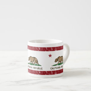 California Republic Flag Distressed Look Espresso Cup