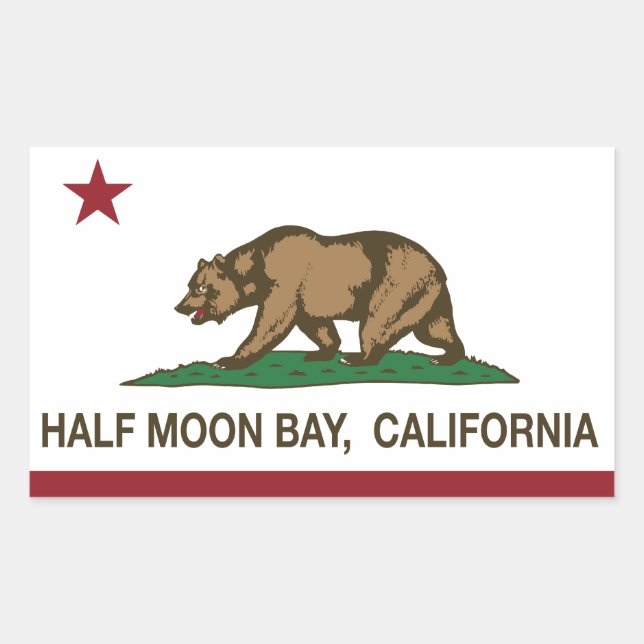 California Republic Flag Half Moon Bay Rectangular Sticker (Front)