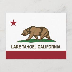 California Republic Flag Lake Tahoe Postcard
