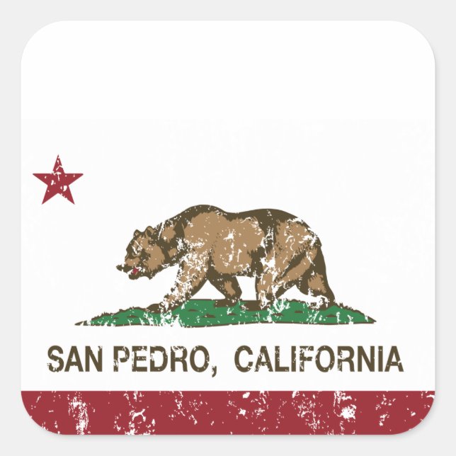 California Republic Flag San Pedro Square Sticker (Front)