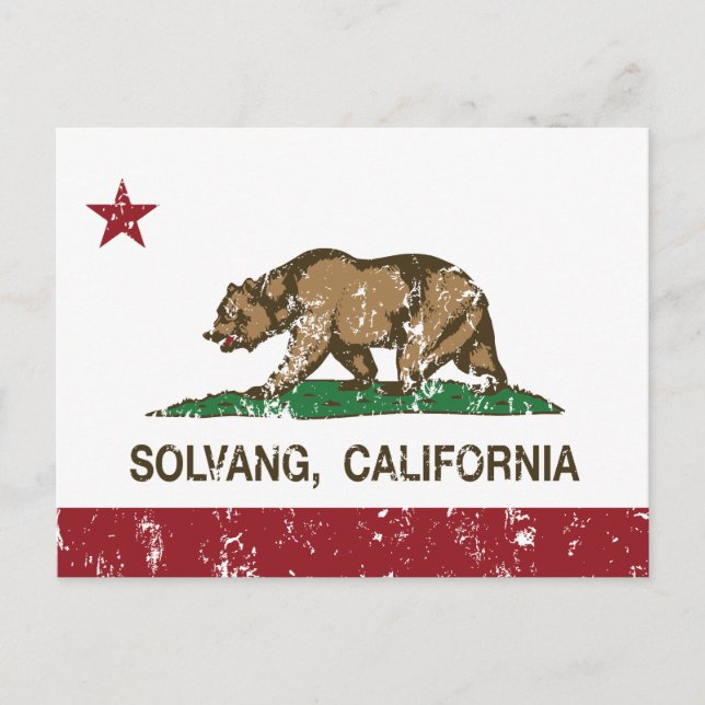 California Republic Flag Solvang Postcard (Front)