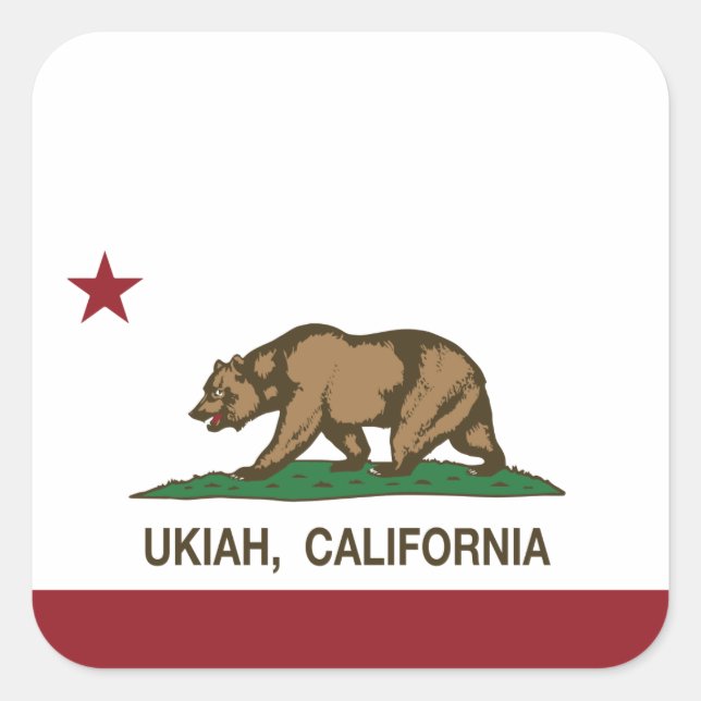 California Republic Flag Ukiah Square Sticker (Front)