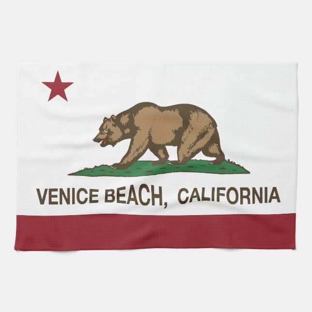California Republic Flag Venice Beach Tea Towel (Horizontal)