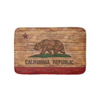 California Republic Flag Vintage Wood Design Bath Mat