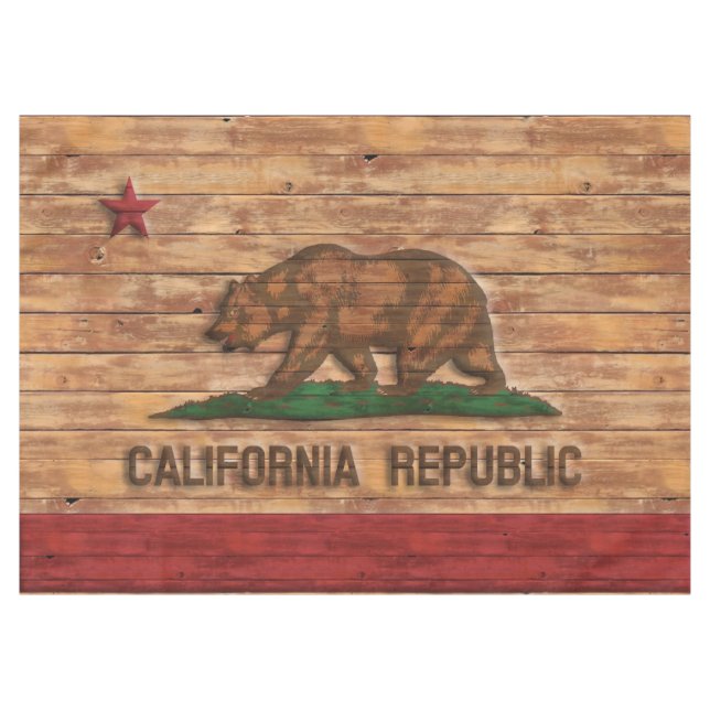 California Republic Flag Vintage Wood Design Tablecloth (Front (Horizontal))