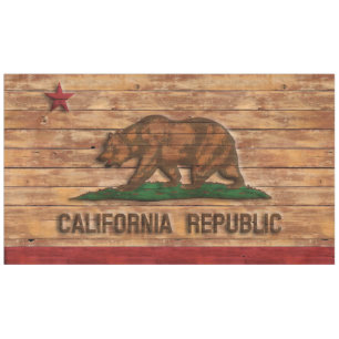 California Republic Flag Vintage Wood Design Tablecloth