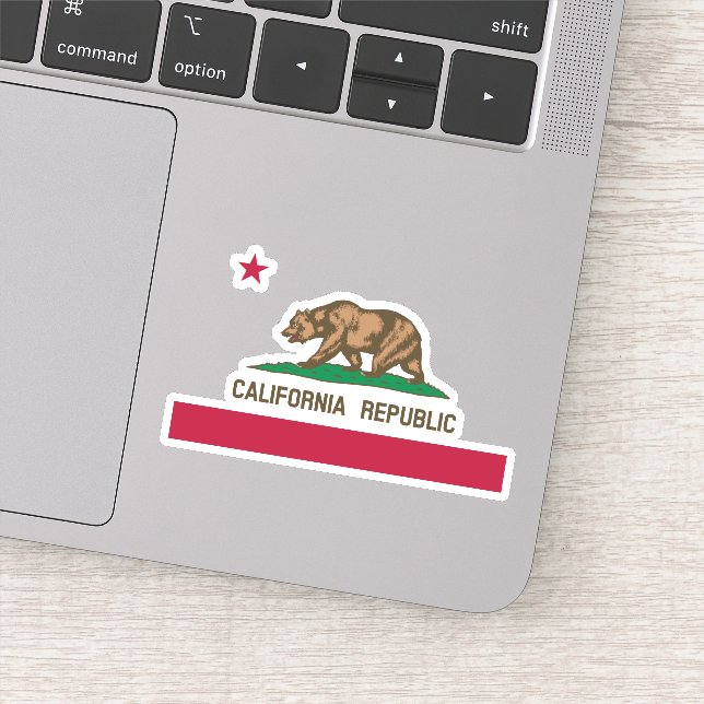 California Republic Grizzly Bear and Star Sticker (Detail)