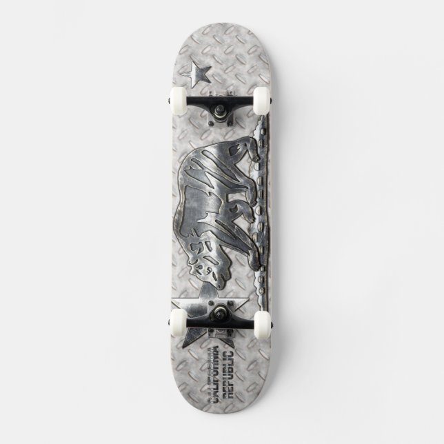 CALIFORNIA REPUBLIC Grunge Steel Cutouts Diamond P Skateboard (Front)
