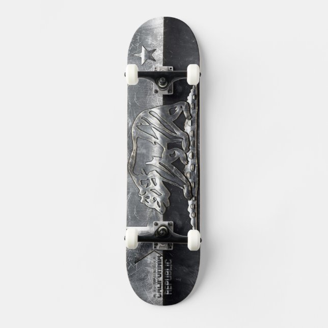 CALIFORNIA REPUBLIC Grunge Steel Cutouts Skateboard (Front)
