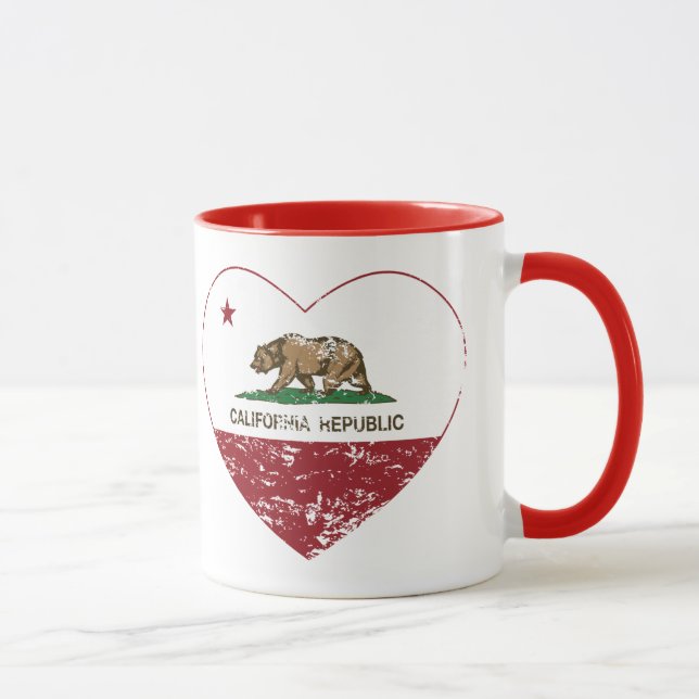 California Republic Heart Distressed Mug (Right)