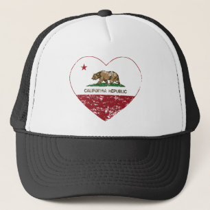 California Republic Heart Distressed Trucker Hat