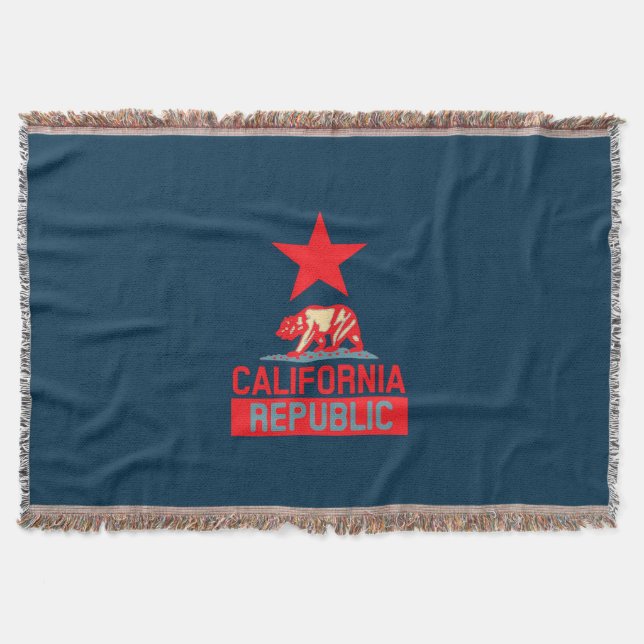 California Republic in Blue Style Decor Throw Blanket (Front)