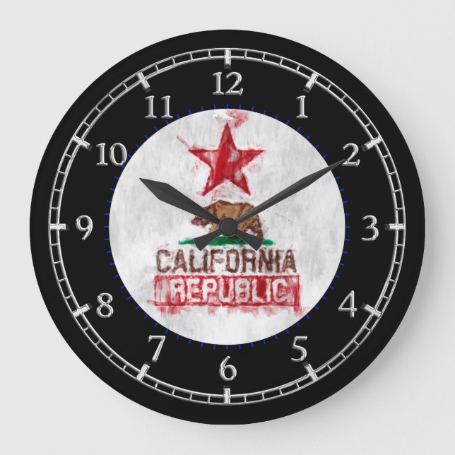 California Republic in Painterly Style Dial Large Clock (Front)