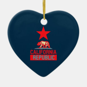 California Republic in Red and Blue Style Decor Ceramic Tree Decoration
