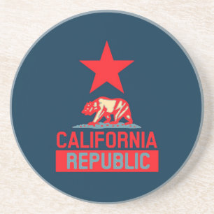 California Republic in Red and Blue Style Decor Coaster