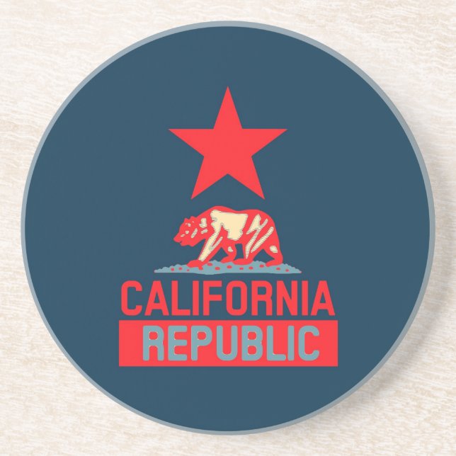 California Republic in Red and Blue Style Decor Coaster (Front)