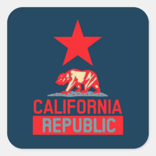 California Republic in Red and Blue Style Decor Square Sticker
