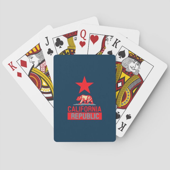 California Republic in Stylish Red and Blue Playing Cards (Back)