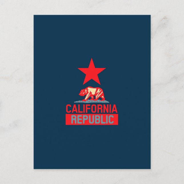 California Republic in Stylish Red and Blue Postcard (Front)