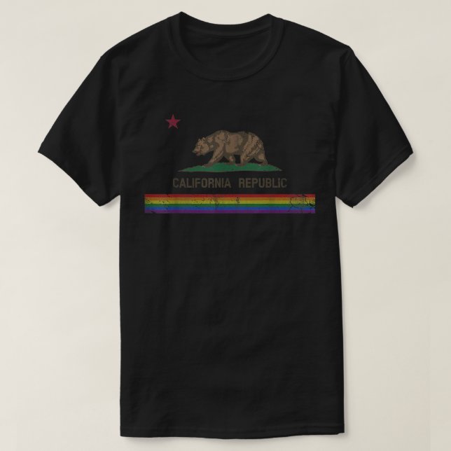 California Republic  LGBT Gay Pride Flag  T-Shirt (Design Front)