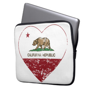 California Republic Love Heart Distressed Laptop Sleeve