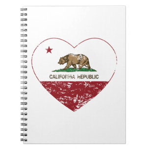 California Republic Love Heart Distressed Notebook