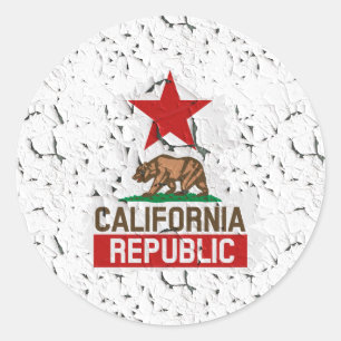 California Republic Peeling Paint  Classic Round Sticker