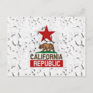 California Republic Peeling Paint Decor Postcard