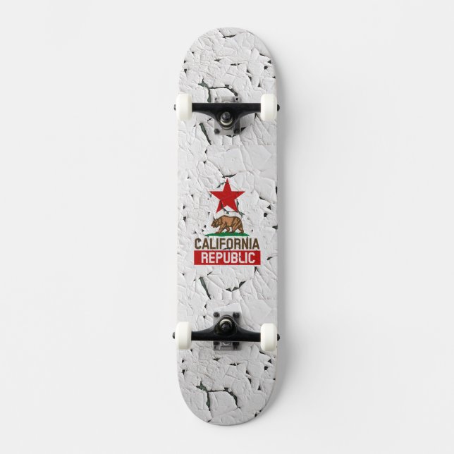 California Republic Peeling Paint Decor Skateboard (Front)