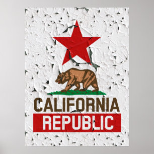 California Republic Peeling Paint Poster