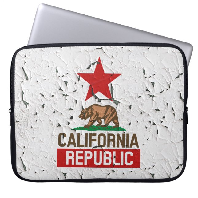 California Republic Peeling Paint Style Laptop Sleeve (Front)