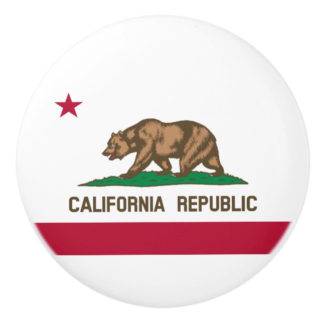 California Republic State Flag Ceramic Knob (Front)