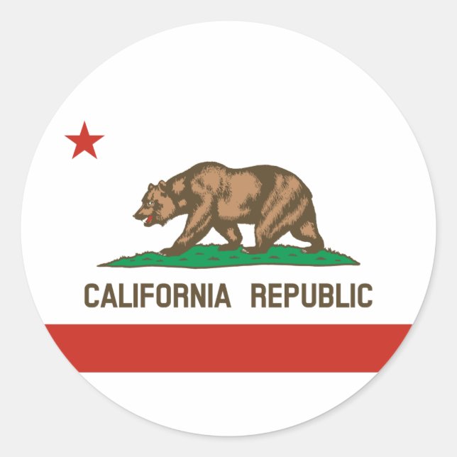 California Republic State Flag Classic Round Sticker (Front)