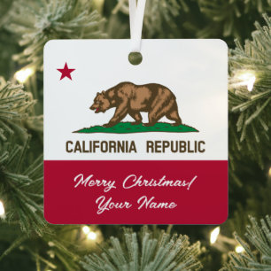 California Republic state flag custom Christmas Metal Tree Decoration