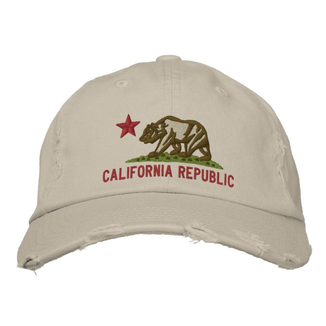 CALIFORNIA REPUBLIC State Flag Embroidered Cap (Front)
