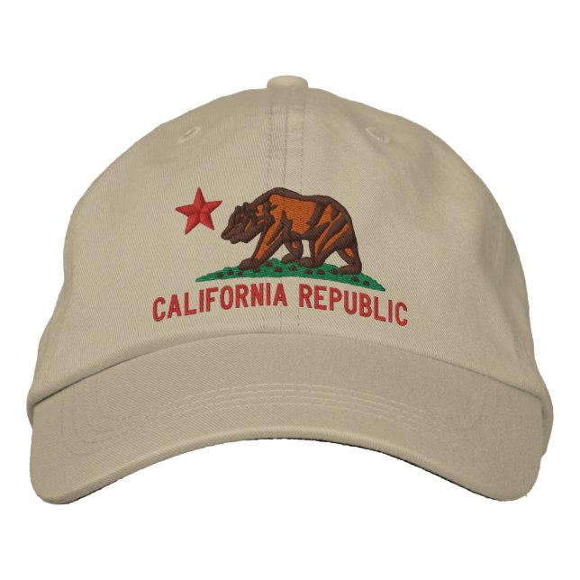 CALIFORNIA REPUBLIC State Flag Embroidered Cap (Front)
