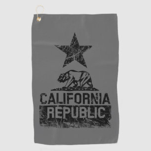 CALIFORNIA REPUBLIC State Flag Grunge Style on a Golf Towel