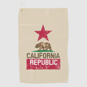CALIFORNIA REPUBLIC State Flag Grunge Style on a Golf Towel