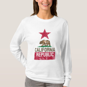 CALIFORNIA REPUBLIC State Flag Grunge Style T-Shirt