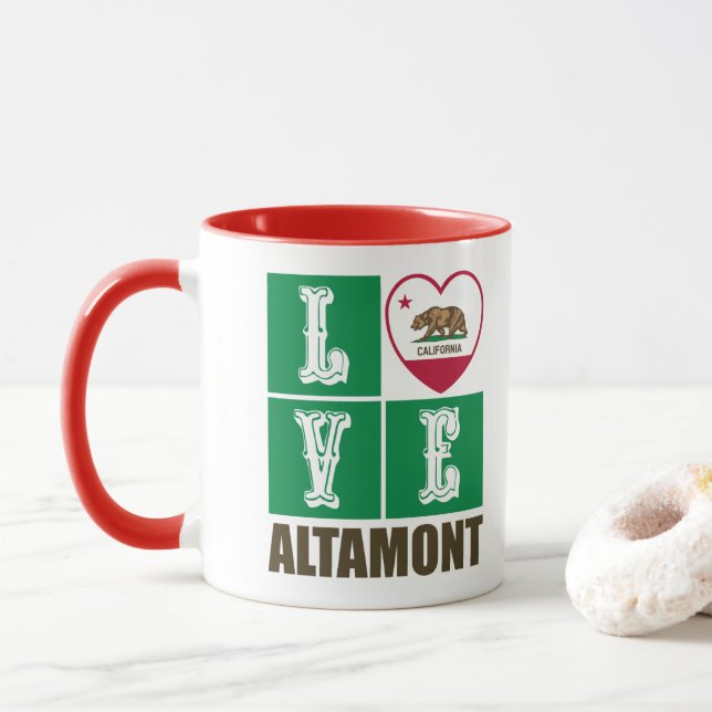 California Republic State Flag Heart Altamont Mug (With Donut)